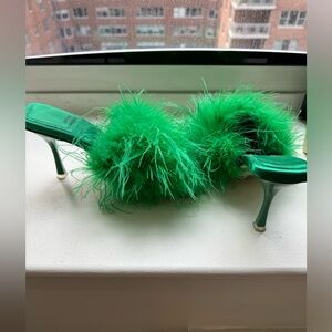 Brat ! Jeffrey Campbell feather green sandals